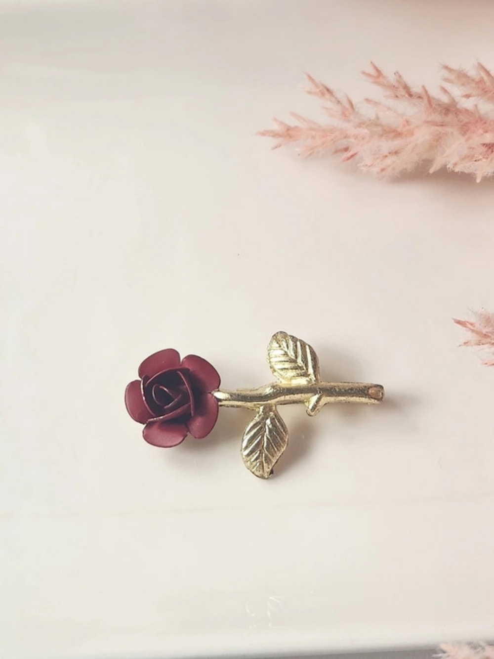 Floral Brooch in Red & Gold Like New
